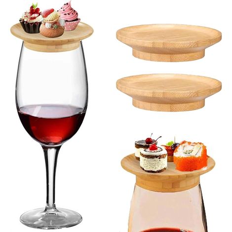 2 Pièces Wine Glass Charcuterie Topper Verre a Eau, Assiettes Dapéritif Verre a Vin, Surmatelas de Charcuterie en Verre Cocktail, Planche de Charcuterie pour Verre à Vin, Flute Champagne Verre (1/5)