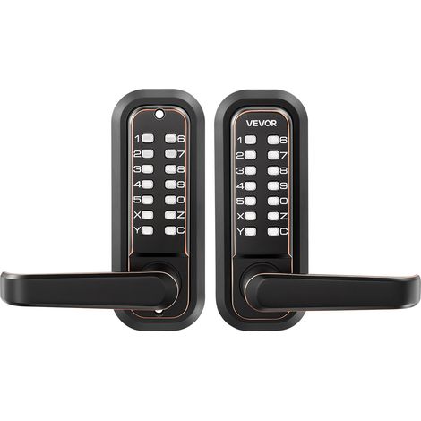Serrure à Code Mécanique 4-7 Chiffres, Serrure de Porte d'Entrée sans Clé à Clavier Double Faces, pour Maison Intérieur ou Extérieur, avec Poignée, Verrouillage Automatique, Bronze Huilé (1/5)