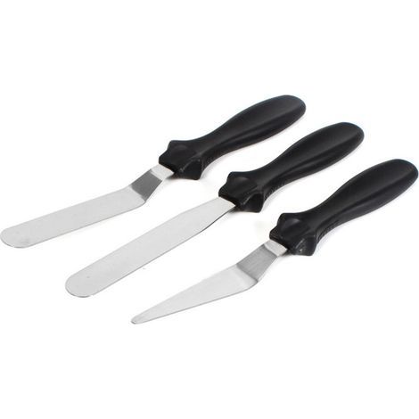 Spatule à Gâteau, Spatule à Glaçage 3 X Spatules de Cuisson en Acier Inoxydable Trois Distincts Espatulas Para Reposteria pour Boulangerie (BLACK)..