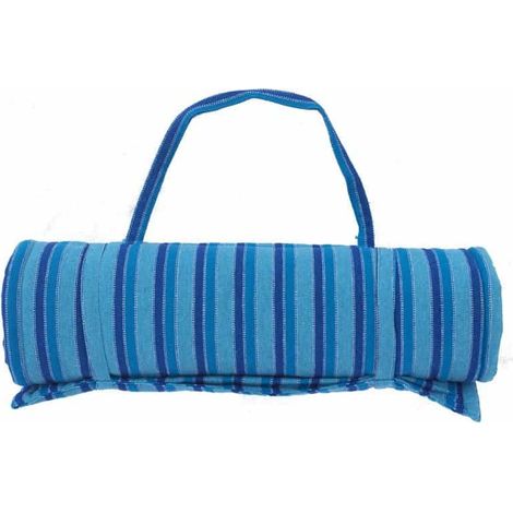 Matelas bain de soleil rayé bleu 65x190cm – Épaisseur 2cm – Confort optimal pour hamac et transat – Lavable à 30°C – Hamac Detente (1/3)