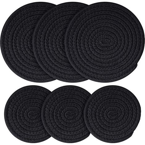 Lot de 3 dessous de plat en osier résistant à la chaleur, protège-table pour casserole chaude, set de protection thermique, grand dessous de plat pour table à manger élégante, support anti-chaleur (1/5)