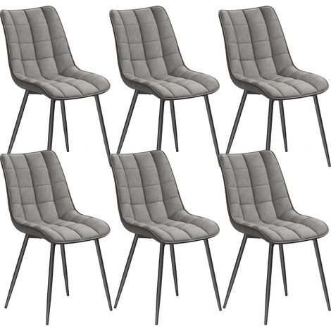 WOLTU Set di 6 Sedie da Pranzo, Seduta in Similpelle, Sedie da Cucina, Gambe in Metallo, Grigio