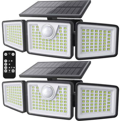 Lot de 2 lampes solaires extérieures 2500LM, capteur mouvement, 3 modes, IP65, éclairage sécurité 270° (1/5)