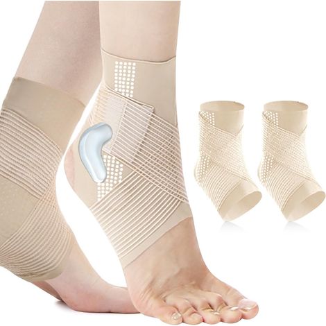 paire de chevillères pour entorses de cheville avec coussinets stabilisateurs en silicone, support de cheville élastique avec sangles en maille régl (1/5)