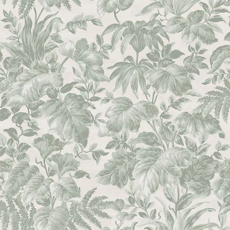 Green Floral Wallpaper Sage Botanical Leaf Smooth Paste The Wall Decor (1/4)
