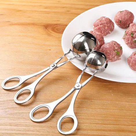 Forma polpette, pinza tripla antiaderente in 2 pezzi per polpette, pinze in acciaio inox con manici antiscivolo, per cake pops e altro ancora (1/5)