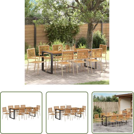 Gartentisch - Garten Essgruppe 9 pcs Beige und Braun Poly-Rattan (1/5)