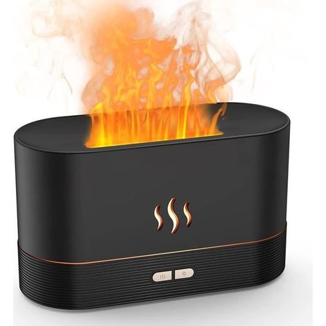 Humidificateur Ultrasonique d'air LED Diffuseur d'Huiles Essentielles Portable de Simulation Flame Effet Spécial Atmosphère N[A61] (1/4)
