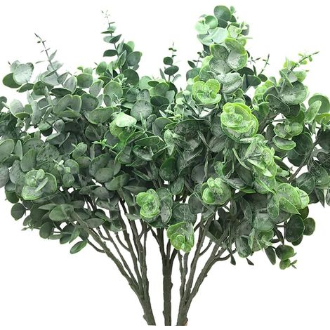 Feuilles D'Eucalyptus Artificielles - Branche Avec 460 Feuilles Par Branche - Hauteur 38 Cm - Pour Décoration Intérieure Extérieure Mariage Bureau - Lot De 3 (1/5)
