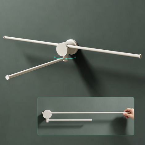 Mai & Mai Porte-Serviettes Mural Pivotant Blanc Rotation à 360° Support de Serviettes Séchage par Étages Barre Pivotante et Coulissante pour Salle de Bain Tavrin-08 (1/5)