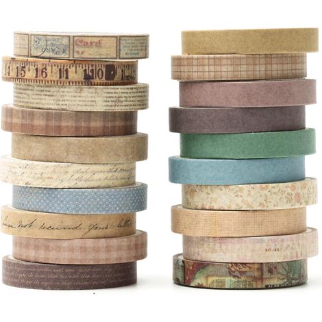 rouleaux Millésime Tape Set Maigre Rétro Ruban Adhésif Décoratif Masking Tapes pour Arts Bullet Journal Scrapbooking Bricolage Emballage (1/5)