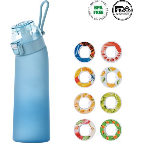 Air Up Wasserflasche 700 ml blau, 8 zuckerfreie Aromakapseln mit Strohhalm (1/5)