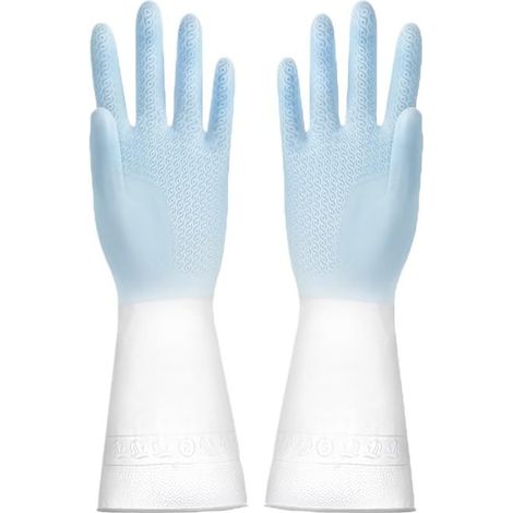 saubere Handschuhe, Silikon-Spülhandschuhe, Spülschwämme, Spülhandschuhe(Blue Size M) (1/2)