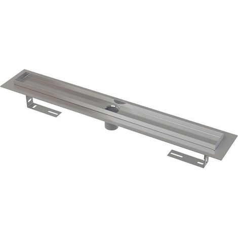 Caniveau de douche 300 mm en acier inoxydable – Rebord pour grille perforée – Évacuation 40 mm – Débit 80 l/min – Installation facile (1/2)