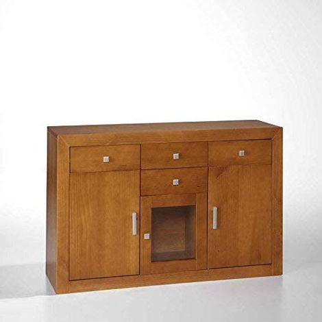 Kynus -Nova Aparador 3 Puertas, 4 cajones pino macizo color Cerezo ,Medida 86X130X42.(Alto/Ancho/Fondo) (1/3)