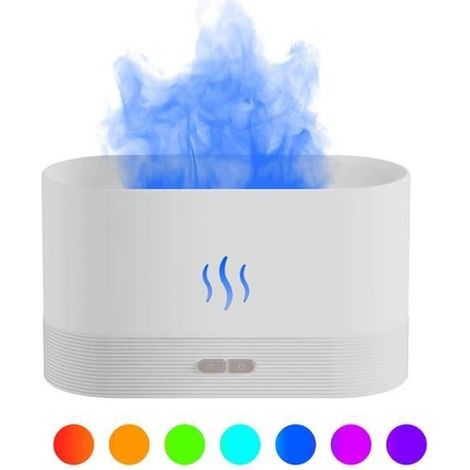 Blanc coloré - Diffuseur de flamme avec humidificateur'huile essentielle, Simulation de flamme de feu, désodo (1/4)