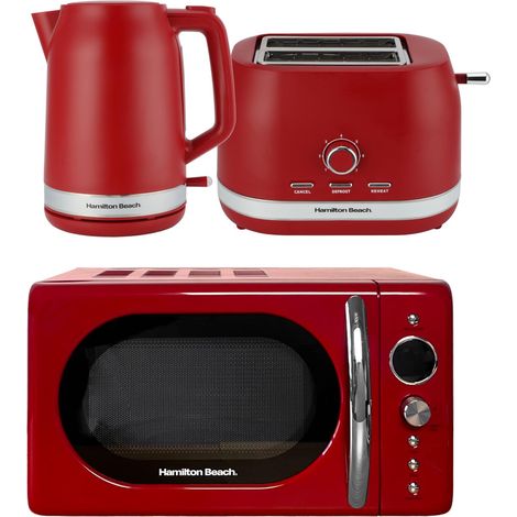 Hamilton Beach Ella Kettle Toaster & Microwave Set Red (1/5)