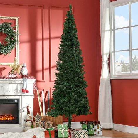 Weihnachtsbaum 210 cm Grün, schlank mit 631 Spitzen und Metallständer (1/5)