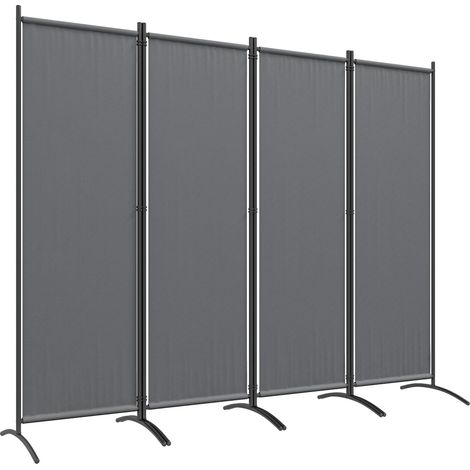 Paravent pliable 4 panneaux pour intérieur et extérieur, 221 x 50 x 172 cm, gris foncé (1/5)