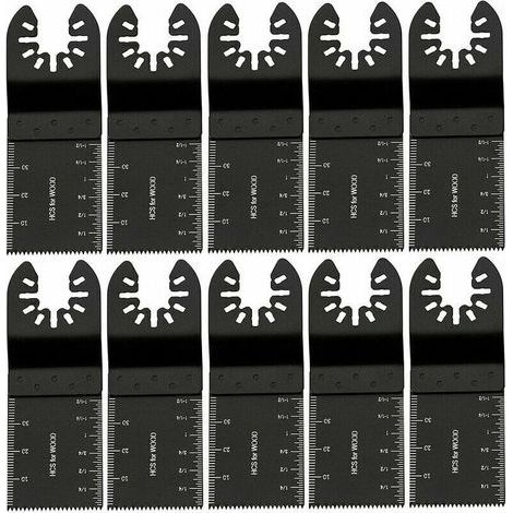Oszillierende Sägeblätter für Metall/Holz, 10er-Set Zubehör für Multifunktionswerkzeuge (34 mm), Kohlenstoffstahl, für Bosch Fein – Schwarz (1/3)