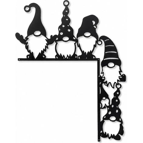 Lot 2 décorations porte Noël nains métal noir (1/5)