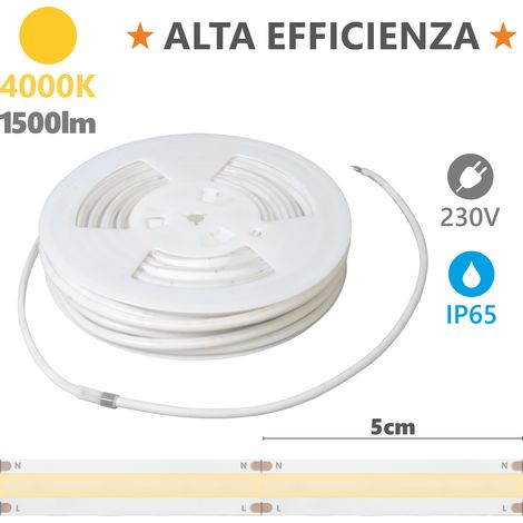 Bande LED Alcapower 20 m HEM IP65 4000 K 15 W/m 1500 lm/m 230 V Série Milky Haute efficacité pour éclairage professionnel (1/3)