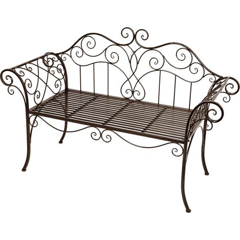 Gartenbank aus Stahl GARDA-120 in schwarzbraun, B/H/T: ca. 143/92/51 cm (1/2)