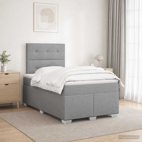 vidaXL Lit boxspring avec matelas Gris clair 120 x 200 cm Tissu (1/5)