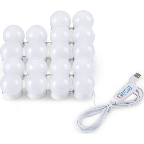 LED-Lampe für Kosmetikspiegel, dimmbar, 3 Farbtemperaturen, 10 Helligkeitsstufen, Zusatzbeleuchtung, USB-Anschluss, sofort einsatzbereit.