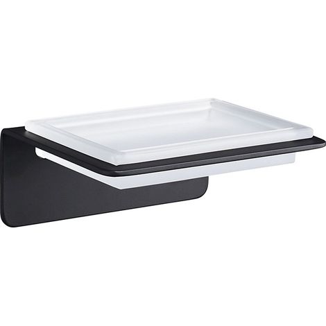 PORTA SAPONE SKYLINE IN ACCIAIO NERO E VETRO SATIN (1/3)