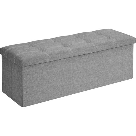 Panca contenitore pieghevole in tessuto grigio chiaro (1/5)