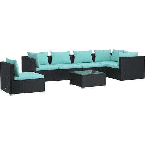 Maison Exclusive - 7-tlg. Garten-Lounge-Set mit Kissen Poly Ratta (1/5)