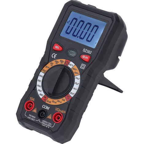 Digitales Multimeter mit Hintergrundbeleuchtung, hoher Genauigkeit, automatischer LED-Anzeige, DC/AC-Voltmeter mit Taschenlampe, Schwarz (1/5)