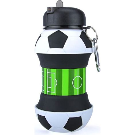 Bouteille d'eau pliable pour garçons et filles sans BPA - Gourde de camping pour enfants - Personnalisable avec votre spor(football) (1/5)