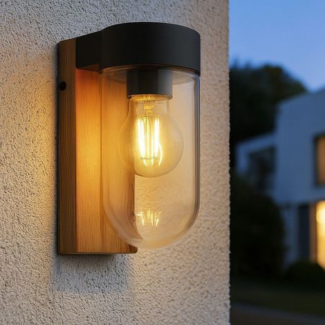 Arum Lighting – Applique murale extérieure IP44 en fonte d'aluminium aspect bois – E27 – 220V AC – Dimensions 138x110x270mm – Ampoule max 15W LED