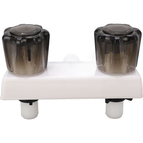 Mélangeur de douche RV avec valve de dérivation, 2 poignées roues, blanc, pour camping-car et motor-home (1/5)