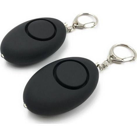 Pack de 2 alarmes de poche, auto-défense, sirène 140dB, lampe LED (noir) (1/5)