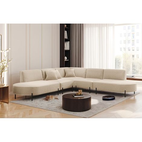 Ecksofa Designersofa VALENCIA Stoff Quelle Beige Universal (1/2)