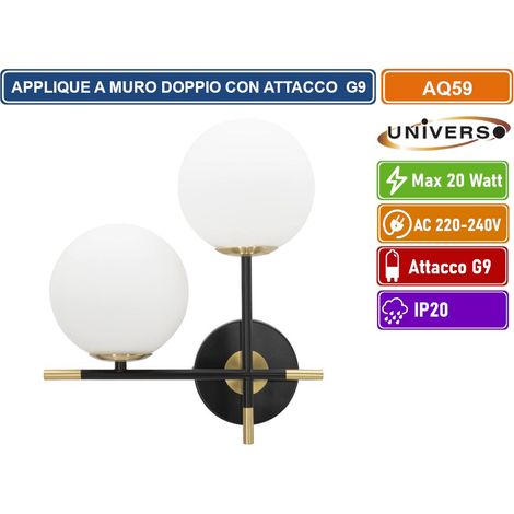 UNIVERSO AQ59 APPLIQUE MODERNO DA INTERNO CON DOPPIO PORTALAMPAGA ATTACCO G9 (1/5)