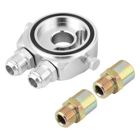 Adaptateur de filtre à huile Sandwich M20 x 1,5 en aluminium - Pour filtre à huile, refroidisseur de plaque sandwich - Adaptateur 1/8 NPT - Kit de refroidissement d'huile (Silver). (1/5)