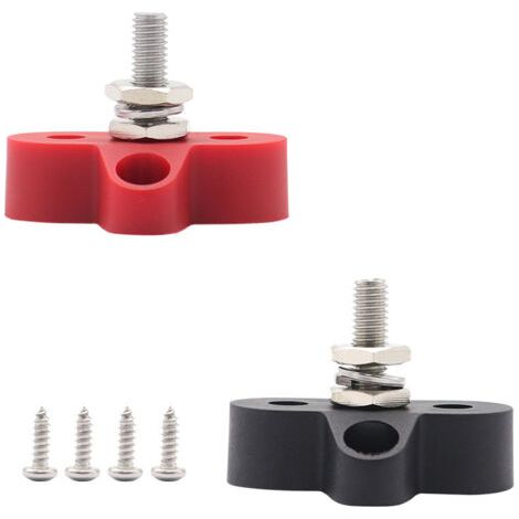 2 Pièces,Borniers De Batterie,Cosses Batterie Serrage Rapide,Sbornier Batterie,Poteau De Boulon Simple Positif Et NéGatif, Noir Rouge,Pour Caravane,Camion (1/5)