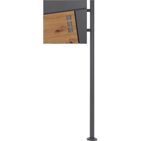 ECD Germany Cassetta Postale con Supporto Scomparto per Giornali Riviste Cassetta delle Lettere Antracite Aspetto Leggno Piedistallo in Acciaio Inox Antracite 120 cm per Esterno Kit di Montaggio