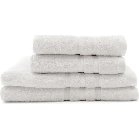 Serviette De Bain - 50x90 Cm - Drap De Bain - 70x130 Cm - 100% Coton - 450 G M2 - Craie - Lot De 4 (1/3)