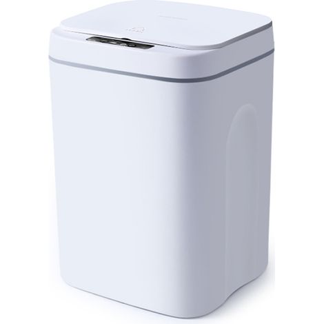 Poubelle automatique 16L – Détecteur infrarouge – Ouverture sans contact en 0,3 seconde – Conception étanche pour espaces humides – Blanc (1/5)