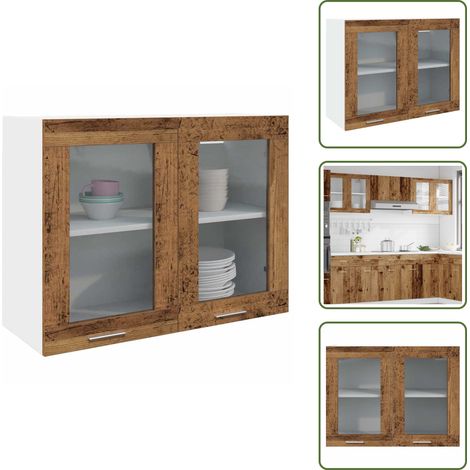 vidaXL Armoire verre suspendue vieux bois 80x31x60cm bois ingénierie (1/5)