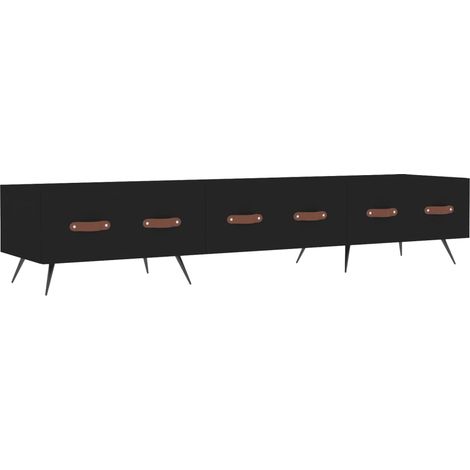 Mueble TV multimedia estantería para televisión buffet para televisión comedor salón dormitorio 150 x 36 x 30 cm madera contrachapada negra 020026032