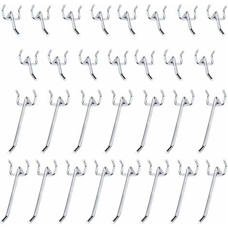 30 Pcs Panneaux Perforés Crochets Métal Crochets pour Panneau perforé accessoires-10 cm et 5 cm Crochet Simple Ensemble Pour Les Garages, Les Remises à Outils,Les Ateliers-RAPANDA