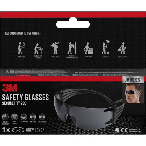 Lunettes de sécurité 3M™ SecureFit™ 200, verre gris