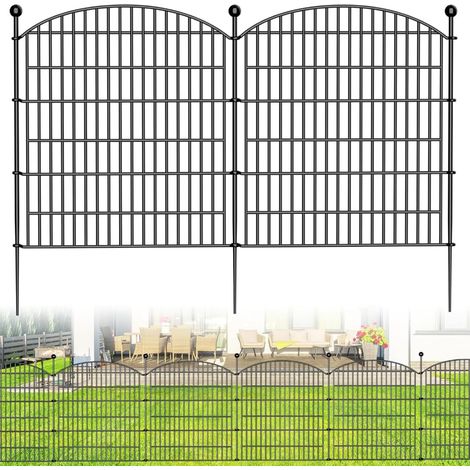73x81cm Clôture d'étang,Cloture Jardin Exterieur,Enclos Chien en Métal,10 éléments de clôture et 11 barres de fixation, Decorative Metal Fence for Dogs, Yards, Patios, Outdoors (1/5)