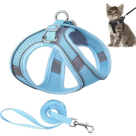 Cat Harness with Leash, Anti-Escape Leash for Cats, Adjustable Cat Harness, Soft Harness for Dogs and Cats, Blue, (S) MUMU (1/4)